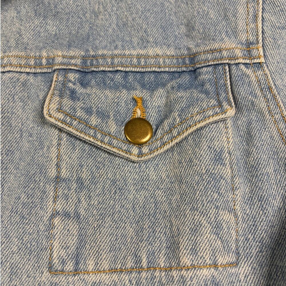 American Apparel Vintage Denim Jacket Large Blue Jean Trucker Jacket Unisex Y2K - Picture 9 of 10